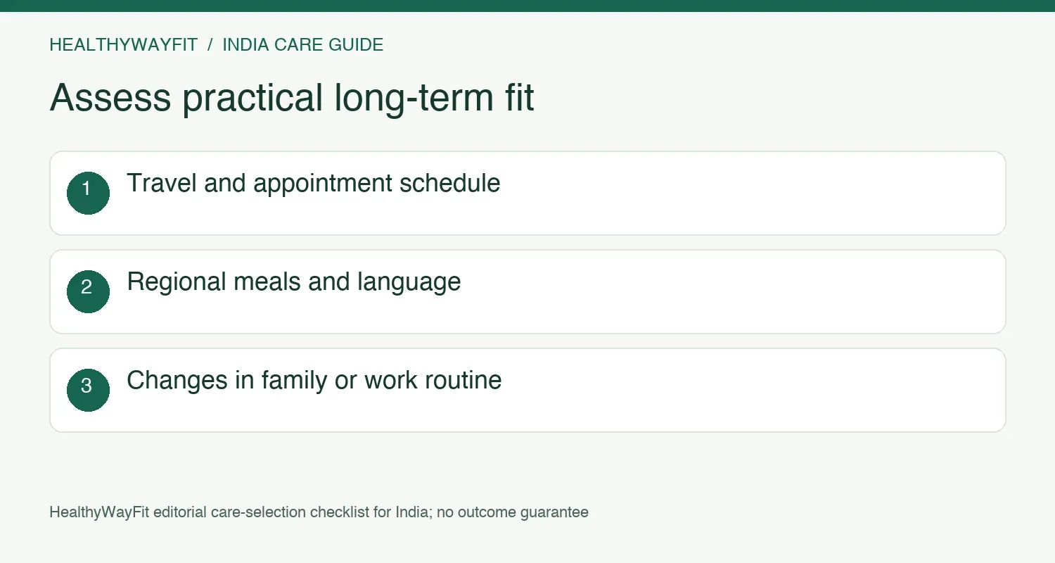 Assess travel, scheduling, language, regional meals and changes in work or family routines
