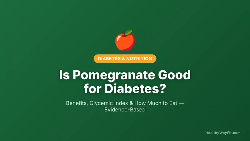 Is pomegranate good for diabetes – featured infographic with pomegranate illustration and key facts